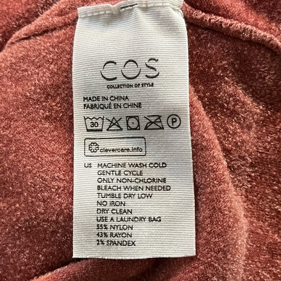 COS Chenille Short-Sleeve Turtleneck in Salmon Sz S - Picture 4 of 4